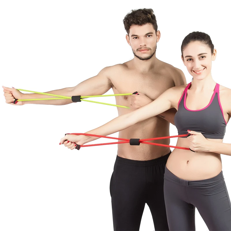 

8 Word Pull Rope 100% Latex Resistance Tubes Foam Handles Workout Yoga Fitness Equipment Sports Gym Pilates Strength Training