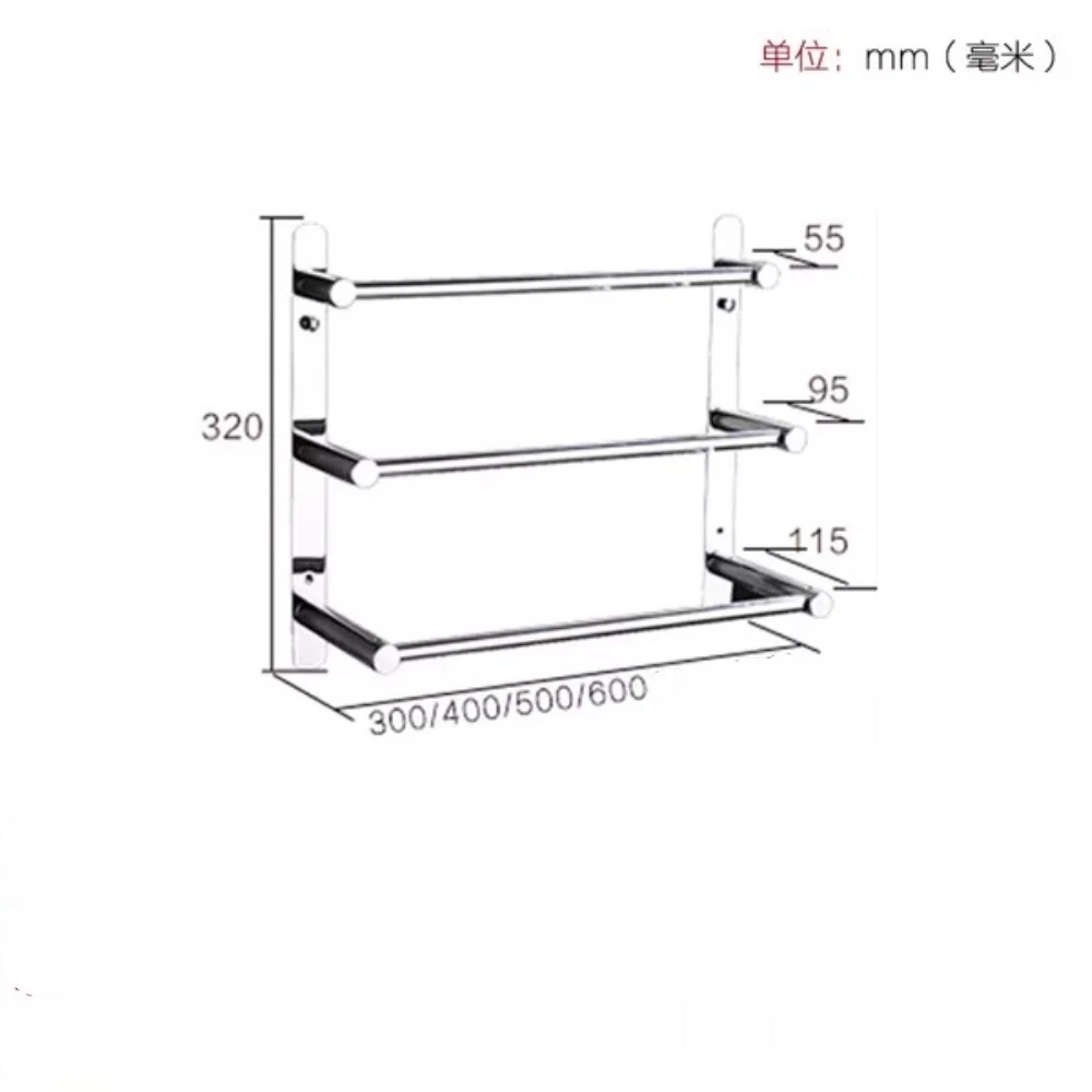 50 см/60 см полированная хромированная вешалка для полотенец SUS304 нержавеющая сталь 3 Яруса Полка для полотенец Настенная Ванная комната DR-27