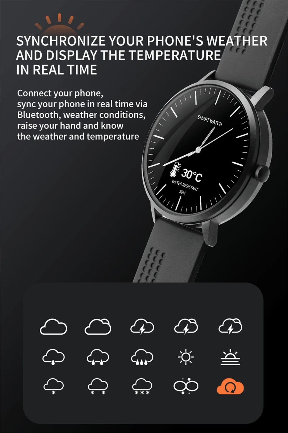GEJIAN Новые смарт-часы погода водонепроницаемый монитор сердечного ритма Удаленная камера сообщение Push Smartwatch синхронизация IOS Android