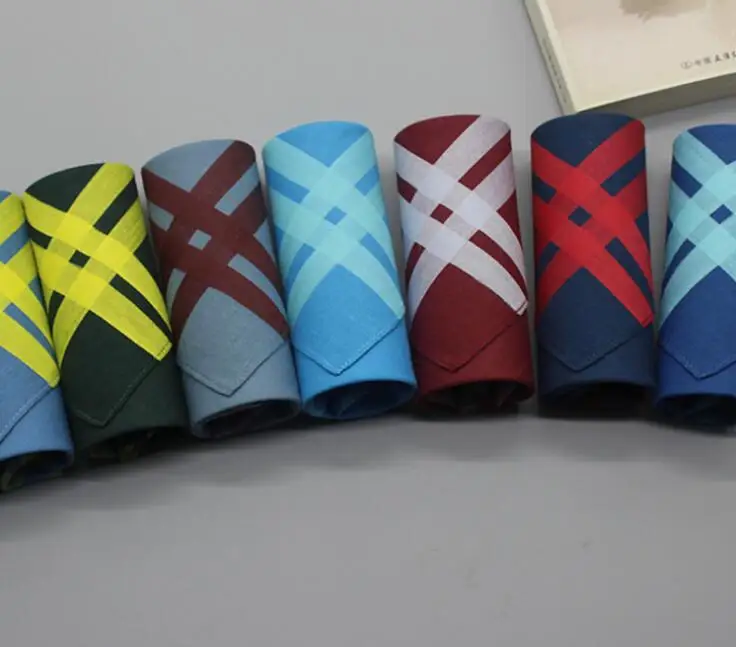 

Freeshipping 10pcs new 100% Cotton Handkerchief Men's Business Casual Square Handkerchief Stripe handkerchief