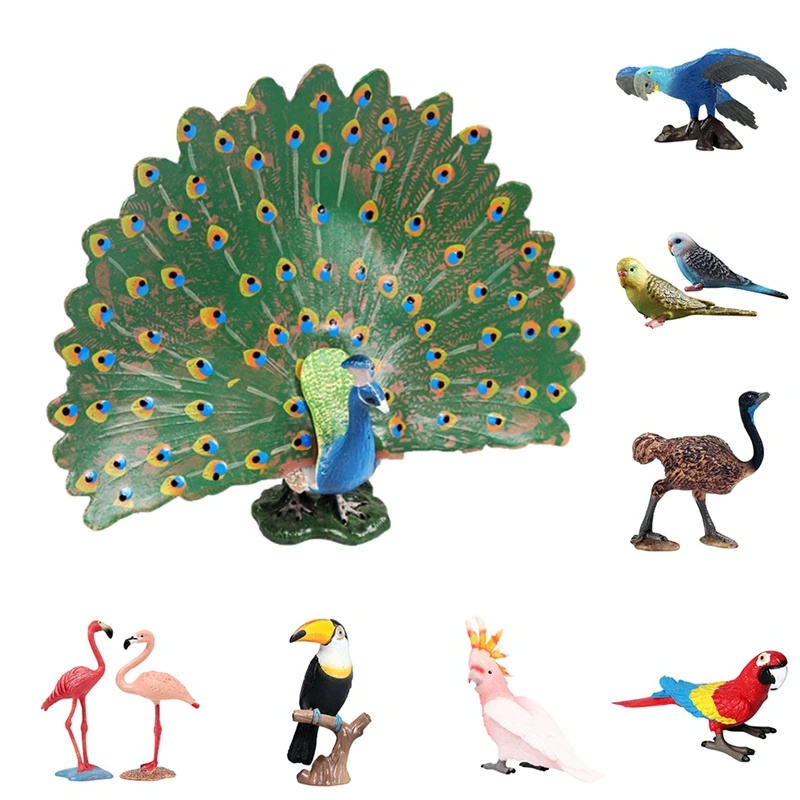 Миниатюрные модели животных для сада с изображением леса попугая, статуя птицы, пластиковые украшения для ремесленников