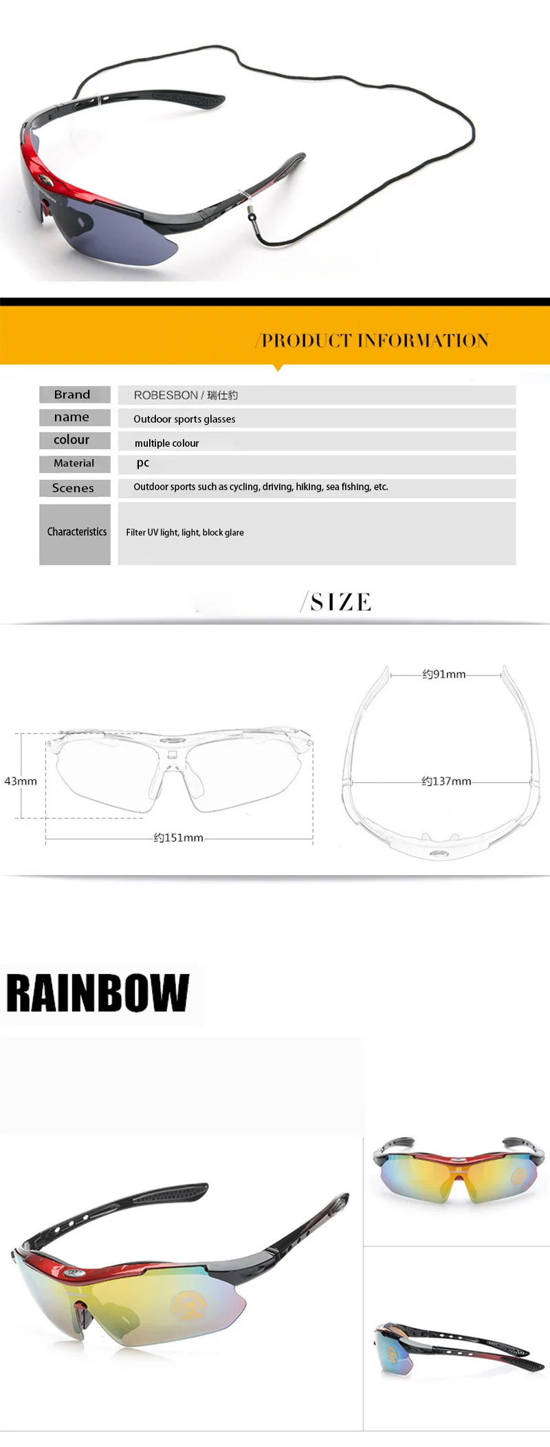 Ridding Eyewear profession Cycling glasses Sport Goggles  Windproof Bike Mountaineering glasses Sport Fishing Sunglasses Racing