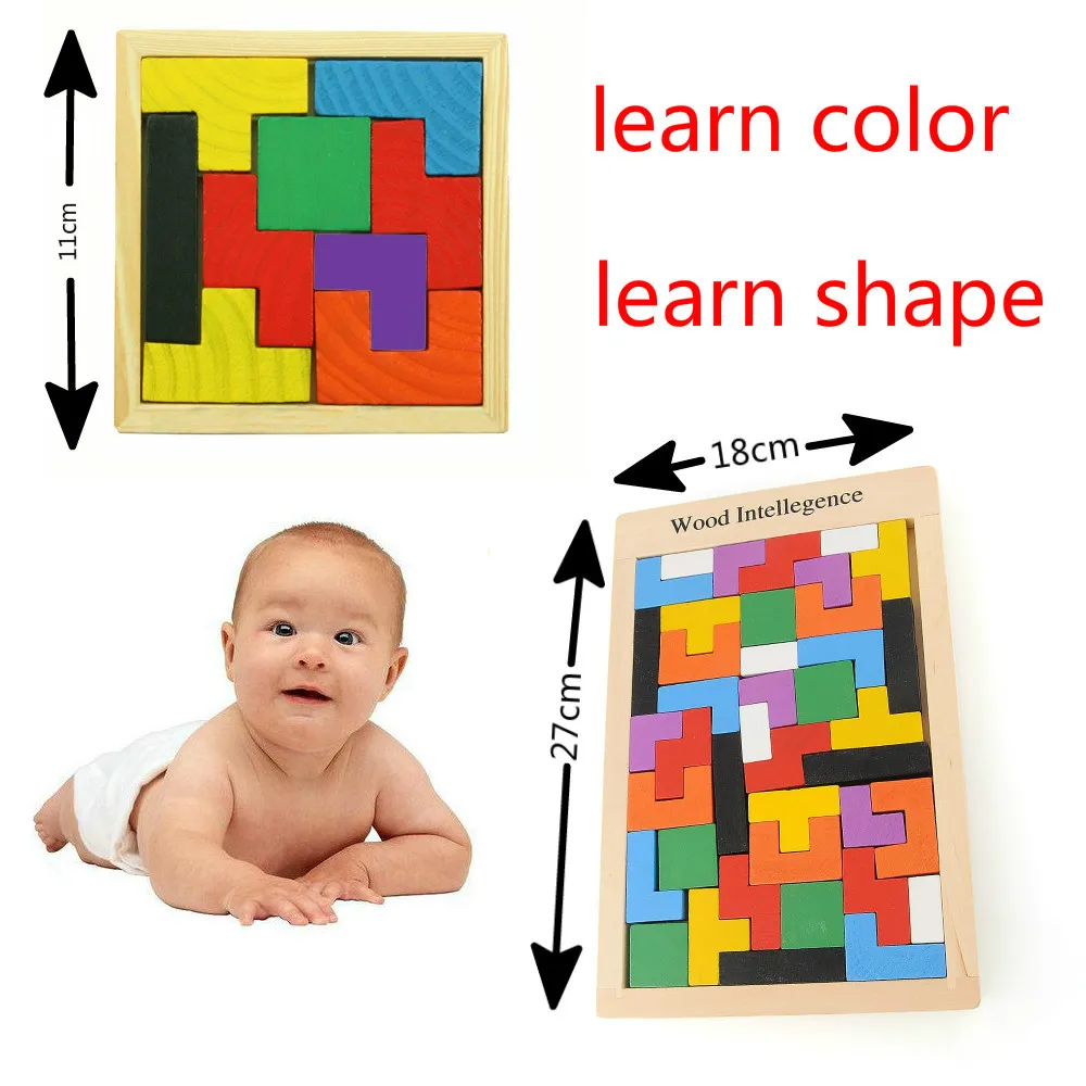 

2 size Colorful Wooden Tangram Brain-Teaser Puzzle Tetris Preschool Magination Intellectual Educational Toy Game Baby Child WYQ