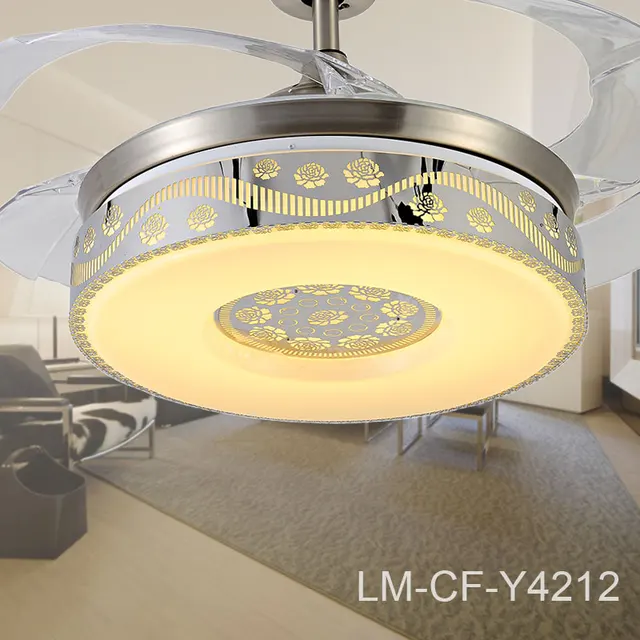 Mirror Decor Retractable Ceiling Fan Y4212 Energy Saving Led Mirror Decor Retractable Ceiling Fan Y4212 Energy Saving Led Light