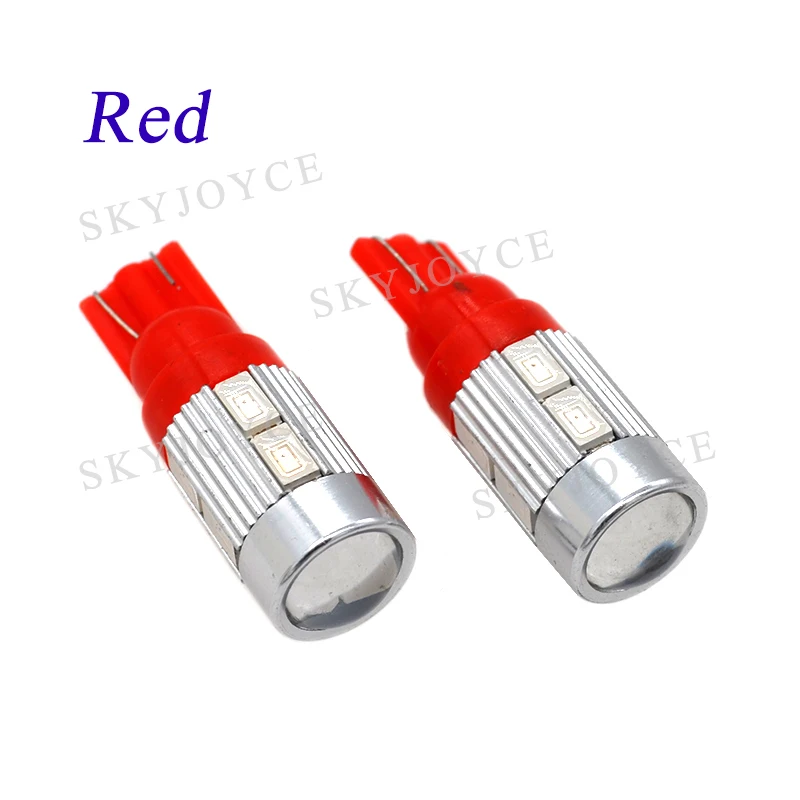 SKYJOYCE 2 шт. T10 W5W 5730 10SMD LED свет белый желтый красный зеленый синий 10 объектив