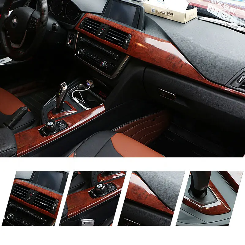 Serat Kayu Interior Mobil Stiker Cebtral Control 30 Cm X 1 M