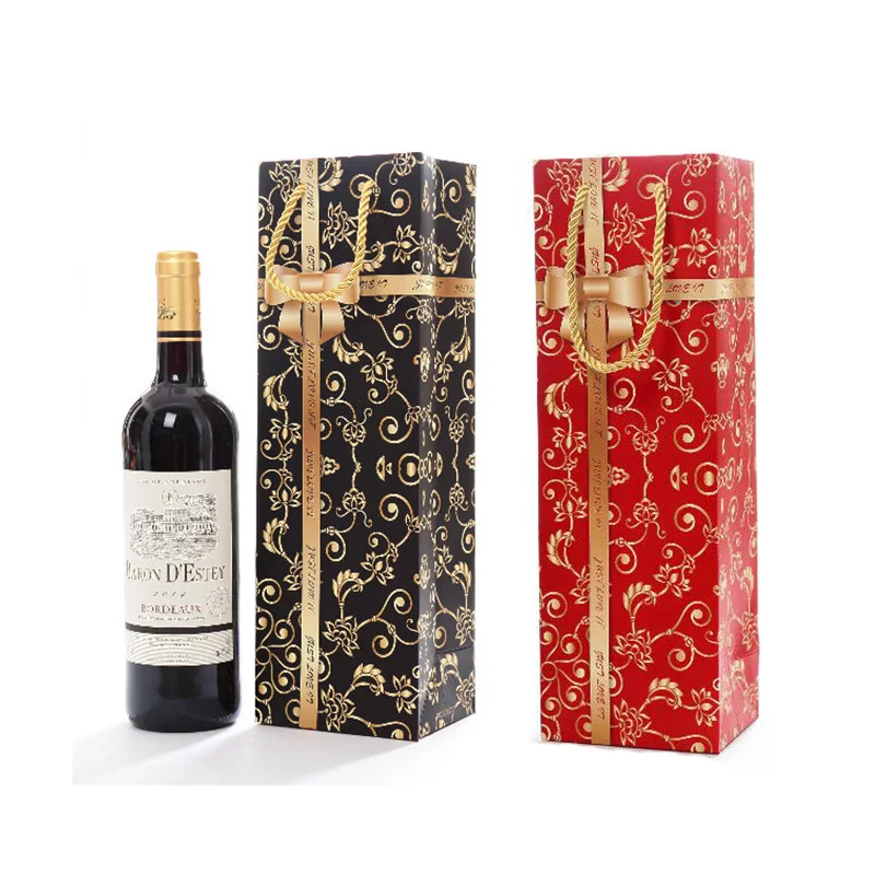Special Occasions Birthday 6 Pack Premium Black Wine Gift Bags with Gift Tag and Handles Silhouette Glass Vine Design H: 39 cm x W: 12 cm x D: 9 cm Wine Bottle Carrier for Anniversary