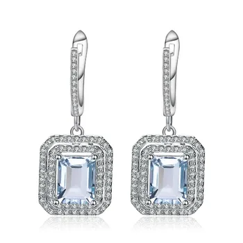 

Gem's Ballet 5.89Ct Natural Sky Blue Topaz Gemstone Vintage Drop Earrings 925 Sterling Silver for Women Wedding Earrings