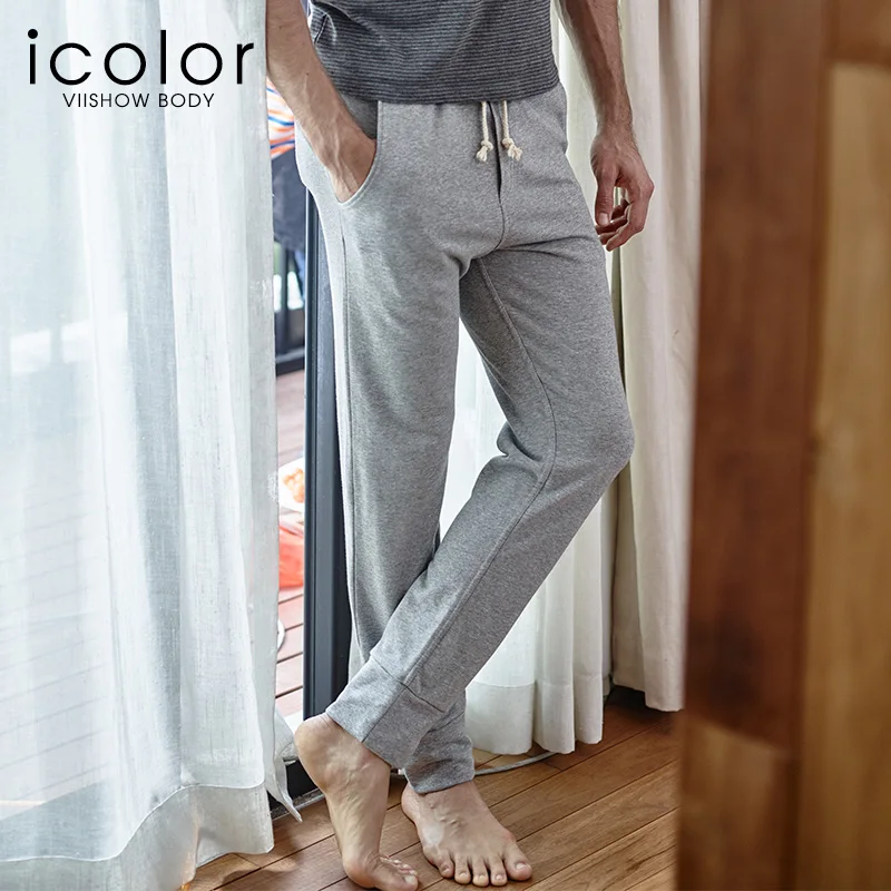 

IColor Trousers Pajamas Men Pants Cotton Modal Solid Thin Casual Pants Loose Men's Sleep Lounge Sleep Bottoms I-JC008