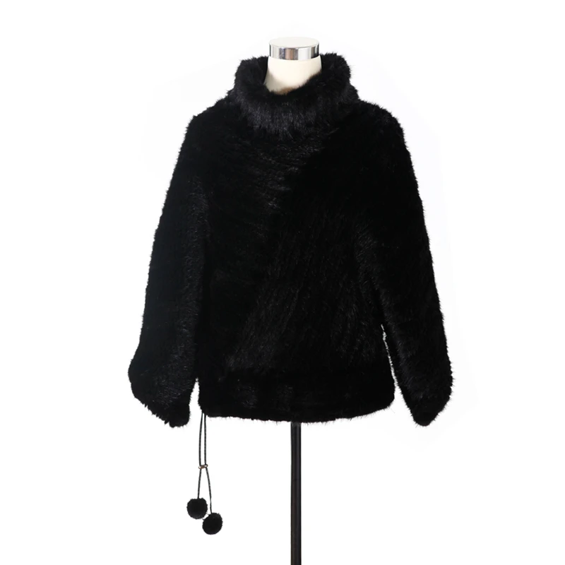 

ZY81009 Fashion Women Real Knitted Mink Fur Coat Jacket Winter Women Fur Coats Female Fur Ponchos
