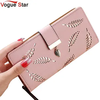 

Women Wallet Purse Luxury Designer High Quality Famous Brand Female Long Wallet Gold Hollow Leaves Pouch Wallet For Women LB521