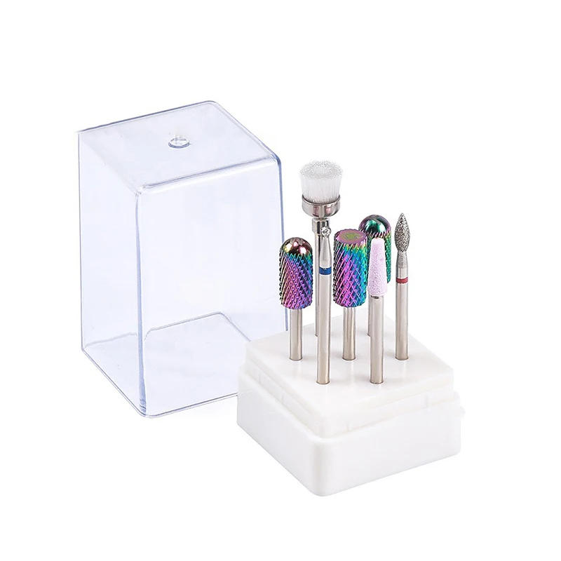 

6pcs Professional Manicure Deburring Cuticle Drill Bit Electric Rotary Nail Polishing Drill Bit Tool+1pcs Brush сверло