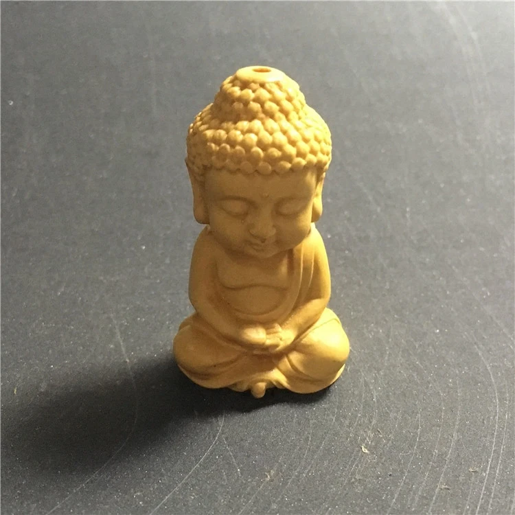 

Natural boxwood carving figures baby Buddha Pendant plaything hand carved accessories and car key pendant mini buddha figure art