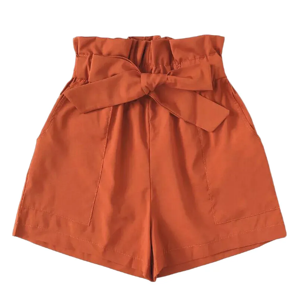 Модные женские шорты, модные шорты с высокой талией, свободные шорты с карманами, женские летние пляжные повседневные шорты, спортивные шорты Damskie# YY - Цвет: Orange