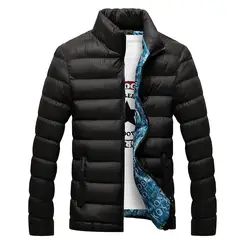 Зима 2019 мужская куртка британская мужская мода чистый воротник новая хлопковая одежда однотонная молния фугу куртка черный синий хаки