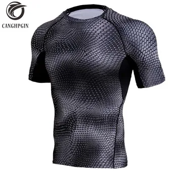 

Funny Snake Skin 3D Printed T-Shirts Compression Tights Running Shirt Men Fitness Jerseys Sports Suit Gym Training Rashguard Man