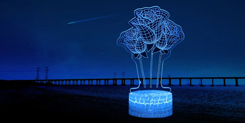 3D светодиодный ночник мультяшный стол лампа сенсорный переключатель семь цветов акриловая Ночная лампа для Дня Святого Валентина