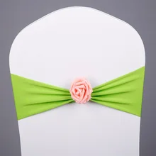 Салатовый зеленый цвет спандекс пояса с канделябр искусственный цветок для стрейч чехлы для стульев для свадьбы лайкра галстук лента