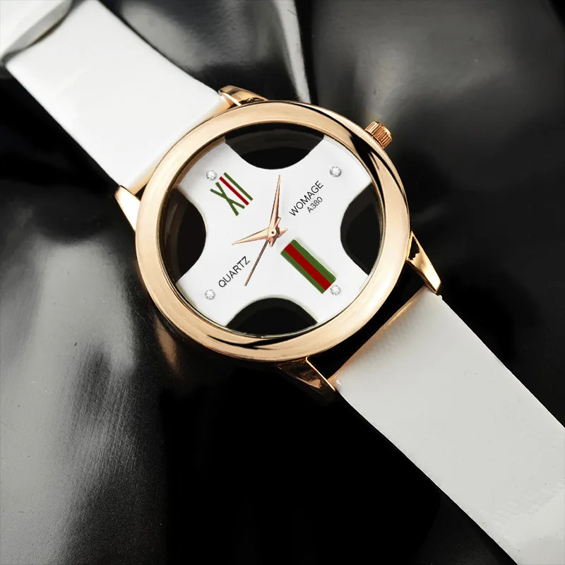 

2018 Fashion Brand Style Hollow Out Cross Dial Quartz Women Men StudentCasual Leather Strap Bulk Cheap Wrist watch Mujer Relojes