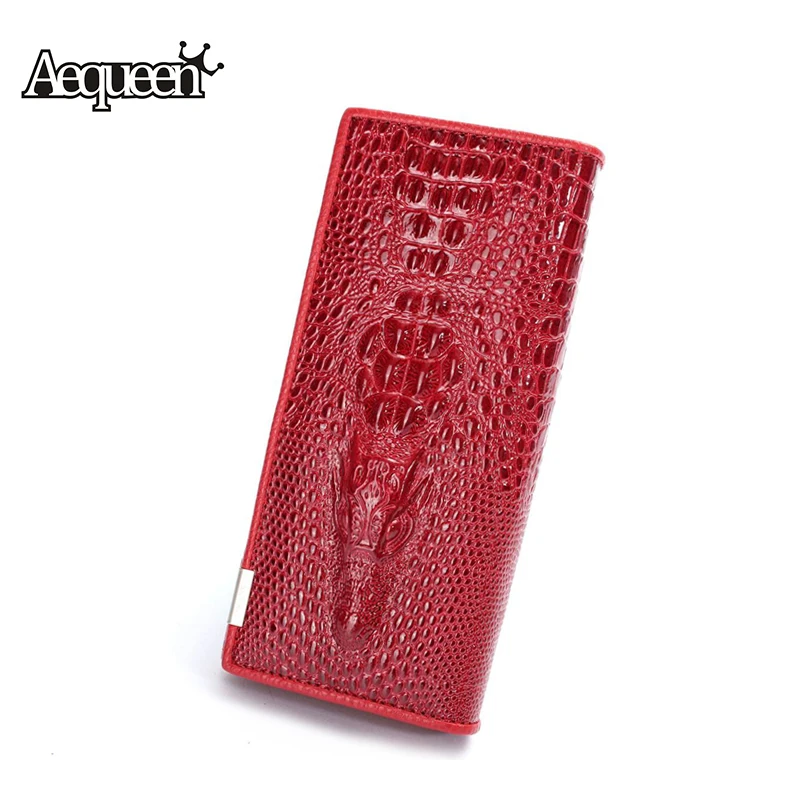 2016 3D Crocodile Grain Women Long Wallets Leather Embossed Design New Draw-out billetera Female Wallet Clutch Purses Carteira