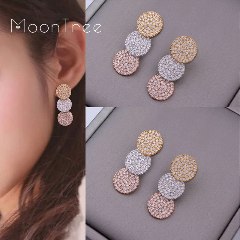 

Mootree 33mm Luxury Round Shape Full Cubic Zirconia Dressing Up Wedding Women Party Earring Fashion Jewelry