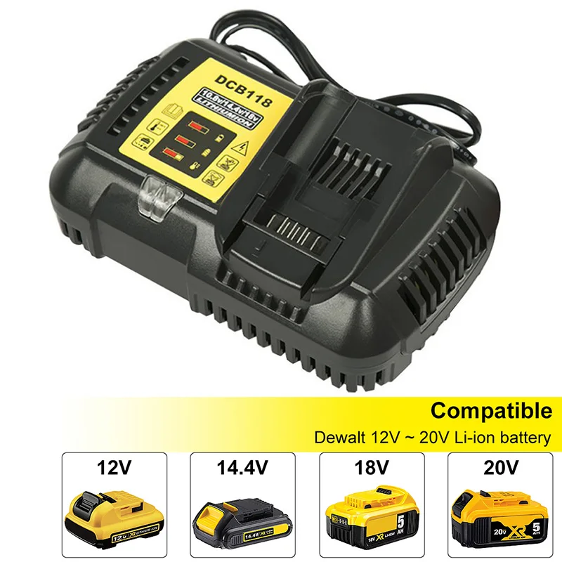 Для Dewalt зарядное устройство 20V литий ионная батарея 4.5A макс для 10 8 V 12V 14 4 18V DCB200 DCB118