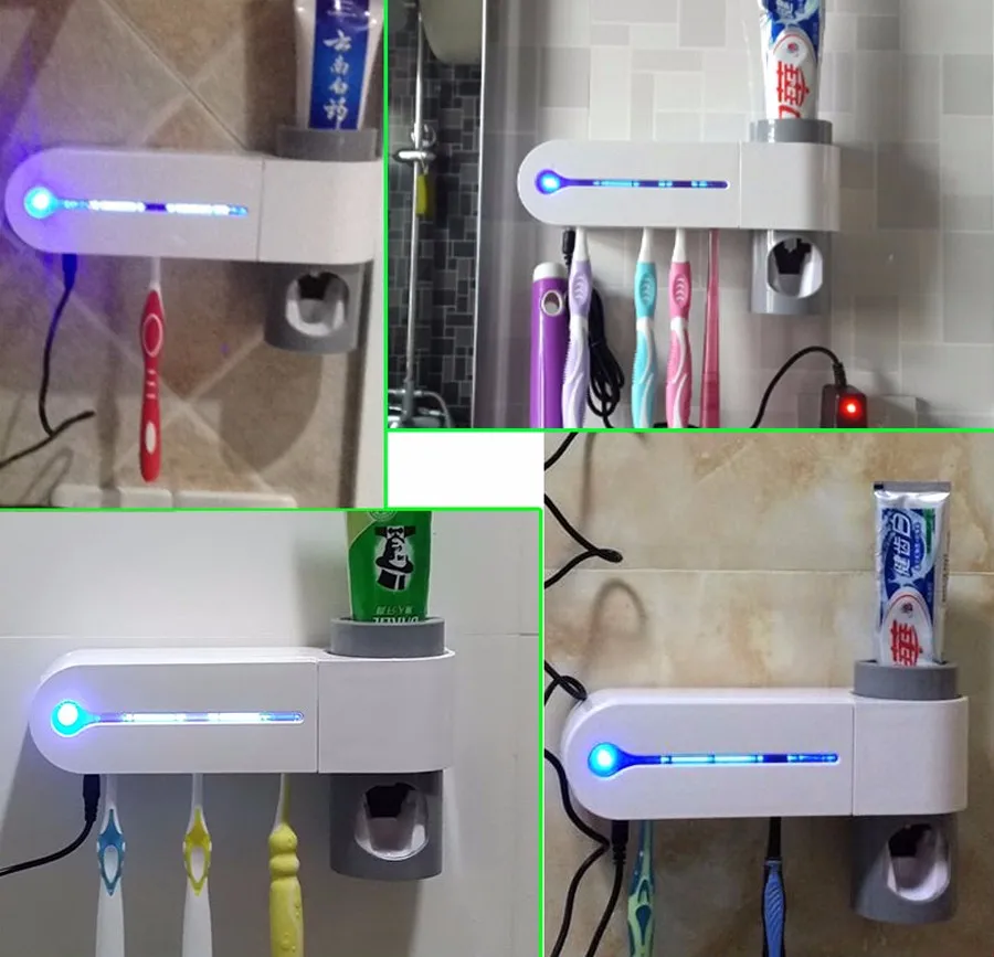 Antibacterial UV Light Ultraviolet Toothbrush Automatic Toothpaste Dispenser Steriliser Toothbrush Holder Cleaner 12 TB2bSfkbFXXXXclXXXXXXXXXXXX-2094823701