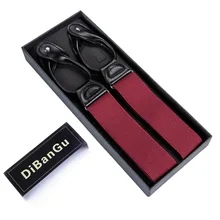 DiBanGu, модные красные подтяжки для мужчин, подтяжки для мужчин, 6 шт., на пуговицах, подтяжки для брюк, Tirantes Hombre, для отдыха, Jartiyer NK-0500