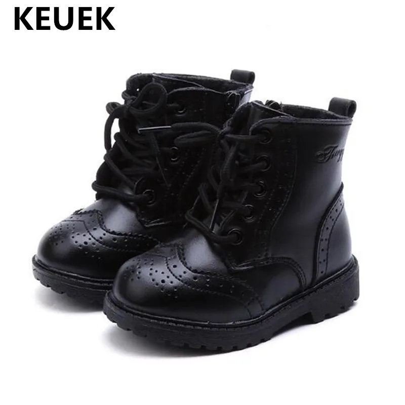 

New Child Shoes Genuine Leather Children Martin boots British style Baby Girls Ankle Boots Boys Kids Single Boots Toddler 02