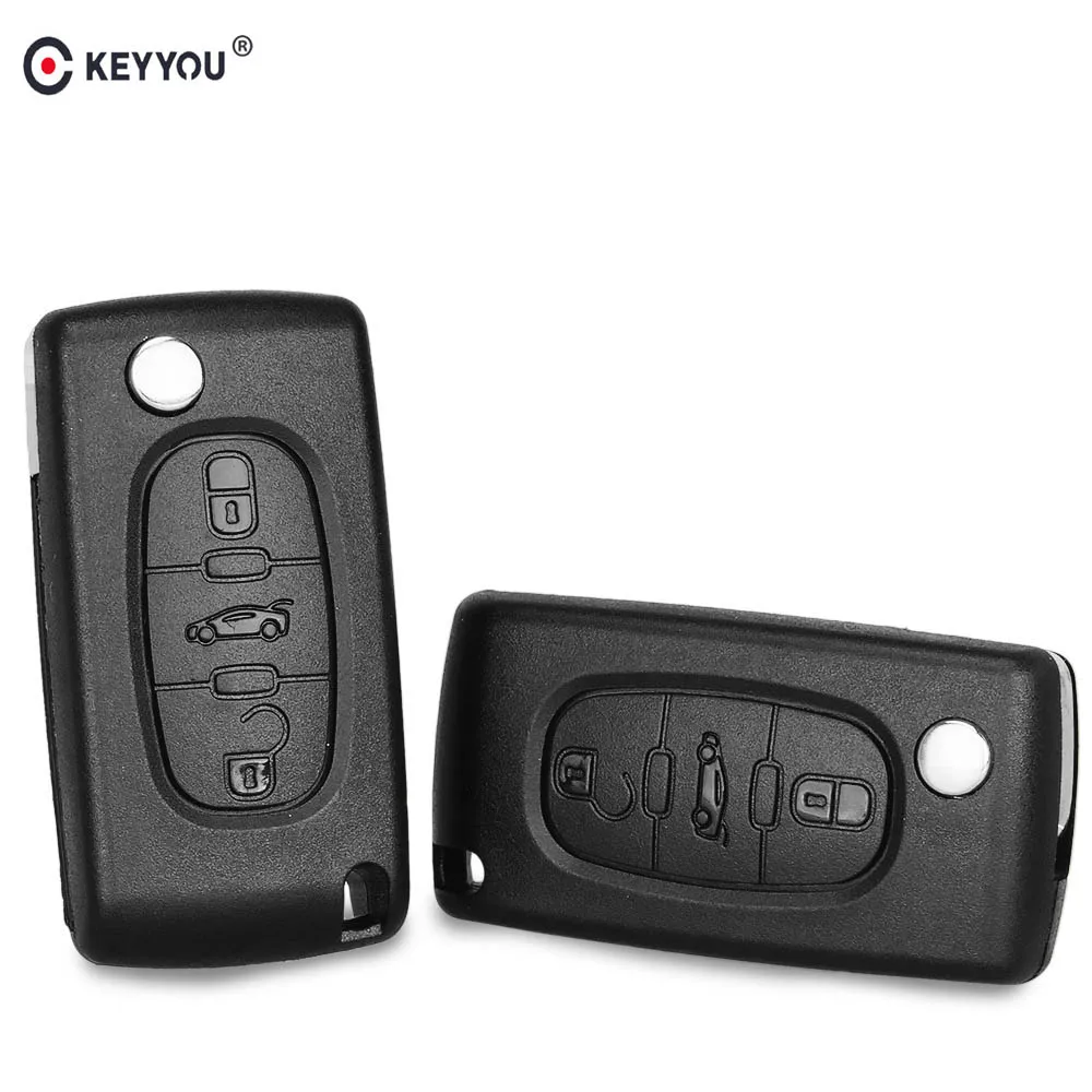 KEYYOU Новый чехол для ключей с 3 кнопками Citroen C2 C3 C4 C5 C6 C8 откидной складной