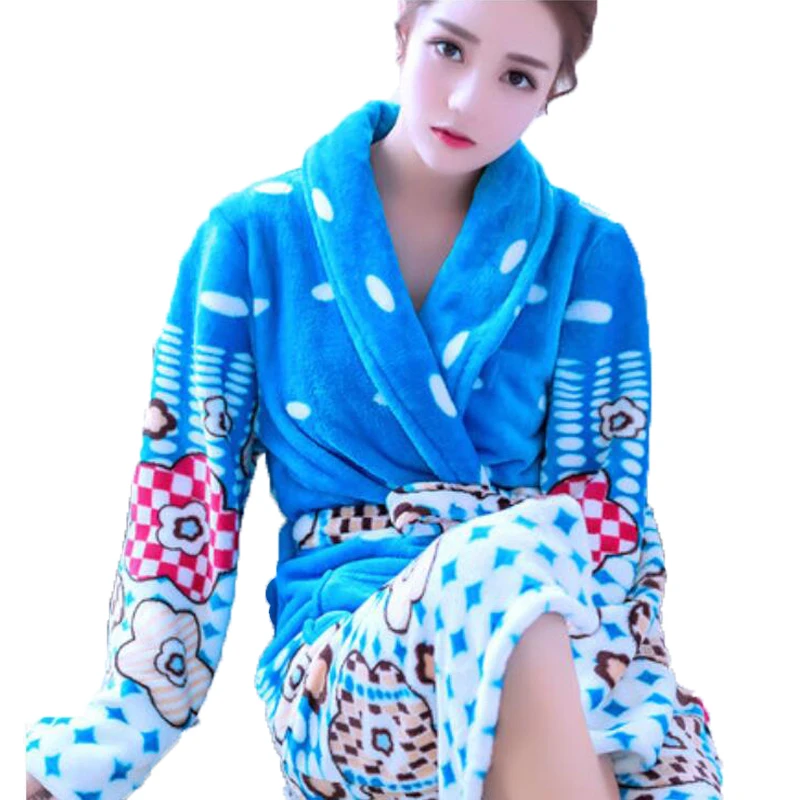 

Sexy Long Bathrobe Home Wear Clothes Dressing Gown Women's Bathrobe Coat Female Flannel Nightdress Women Warm Bath Robe Femme