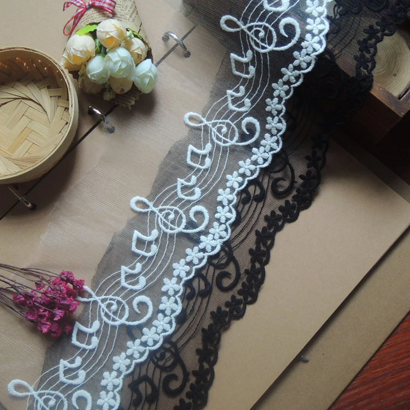 

Custom made handmade DIY accessories, lace lace, embroidery, black decoration, wide 10cm