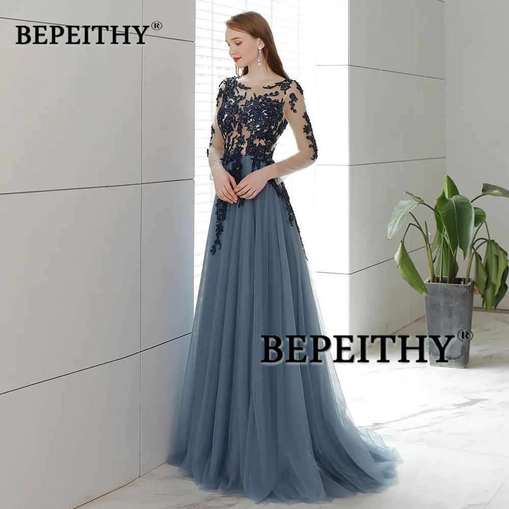 Vestido de festa, длинное вечернее платье с открытой спиной, длинные рукава,, винтажное кружевное платье для выпускного вечера