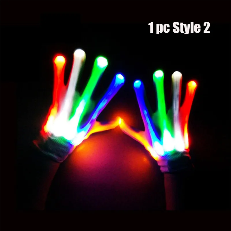 1 шт., красочный светильник ing, светящиеся варежки, игрушка, светодиодный, мигающий палец, перчатка, светящийся, светящийся светильник, хлопковые перчатки для рук, карнавал, Хэллоуин - Цвет: 1 pc style 2