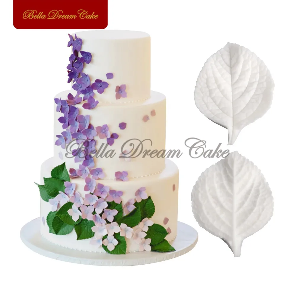 

2 Size Hydrangea Leaf Veiner Silicone Mold DIY 3D Soap GumPaste Mold Fondant Sugarcraft Mould Set Cake Decorating Tool Bakeware