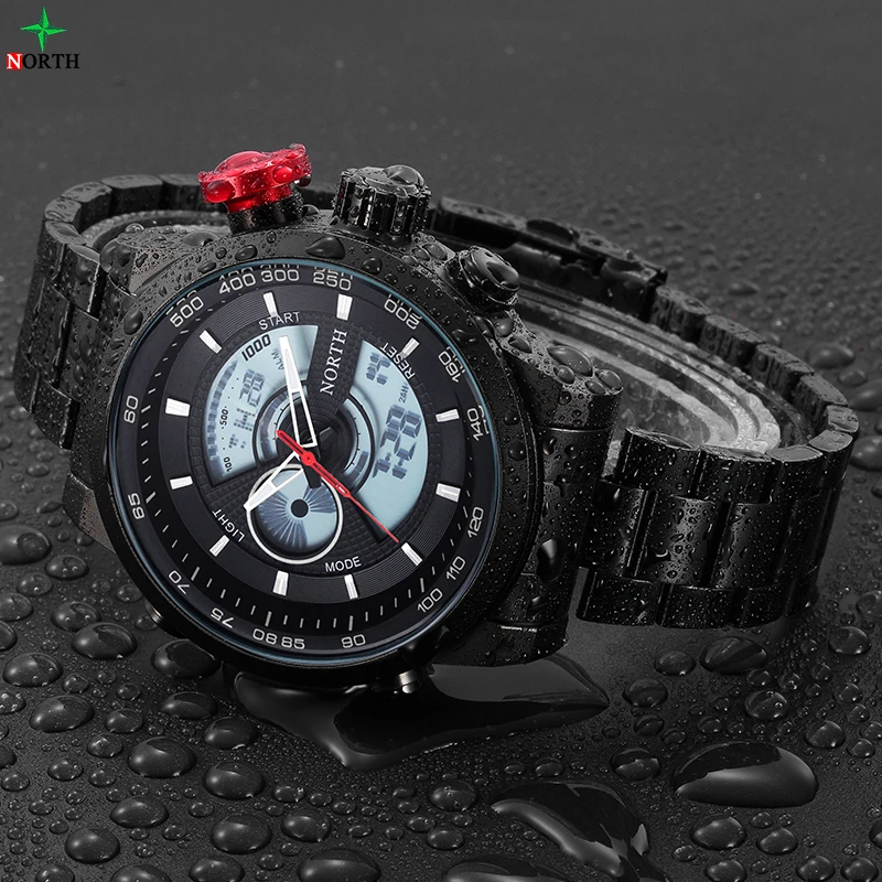 

NORTH Relogio Masculino Luxury Brand Men Watches Men's Quartz Hour Army Military Wrist Watch Analog Digital LED Sports Watch Men