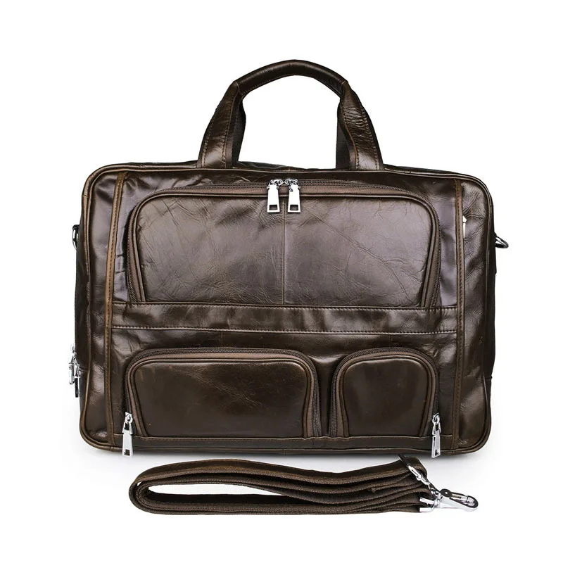 

Luxury 100% Natural Genuine Vintage Leather Briefcase 17" Laptop Bag Busiess tote Bag men travel bags High quality