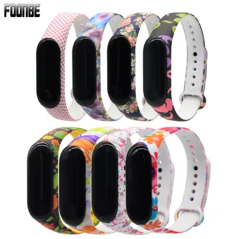 

For Miband 3/4 Flower Strap Mi band 3 4 Accessories Replacement silicone varied wrist strap for xiaomi mi 3 4 smart bracelets