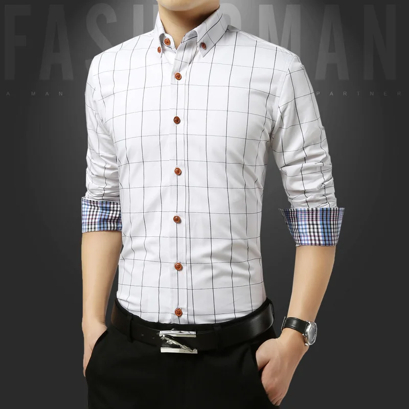 Разборчивая Повседневная официальная Мужская рубашка с длинным рукавом, деловая тонкая офисная рубашка, мужские хлопковые мужские рубашки, белые 4XL 5XL