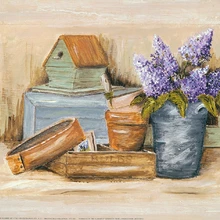 Envío Gratis flores moda vintage arte cuadro lienzo impresiones lavanda pintura al óleo imagen impresa en lienzo