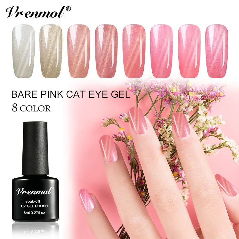 Vrenmol 3D Hybird Cat Eye Nail Gel UV Nail Polish Chameleon Rude Pink