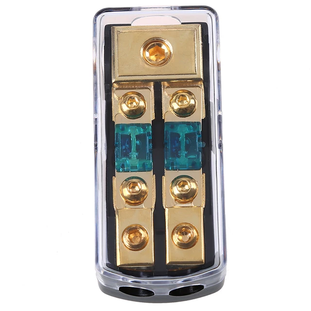 Cheap ABS Plastic+ Zinc Alloy Surface Gold Plating Dustproof Waterproof 60A Two-Way Fuse Holder + Safety Plate Car Fuse Holder Box