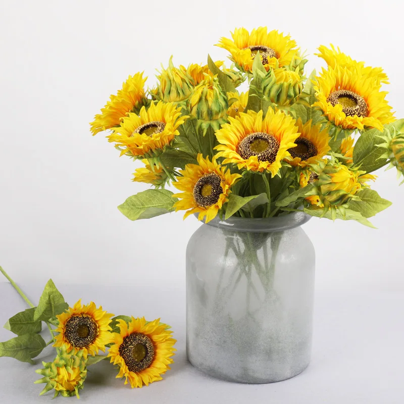 Hot Sale 70CM 3 Head/bunch Artificial Sunflower Silk Flower Artificial