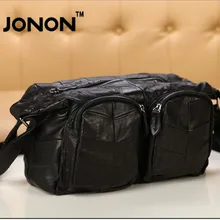 2016 neue Jonon Marke frauen Retro Nähte Echtem Schaffell Leder Patchwork Nieten Schädel Umhängetaschen Umhängetasche WHB070