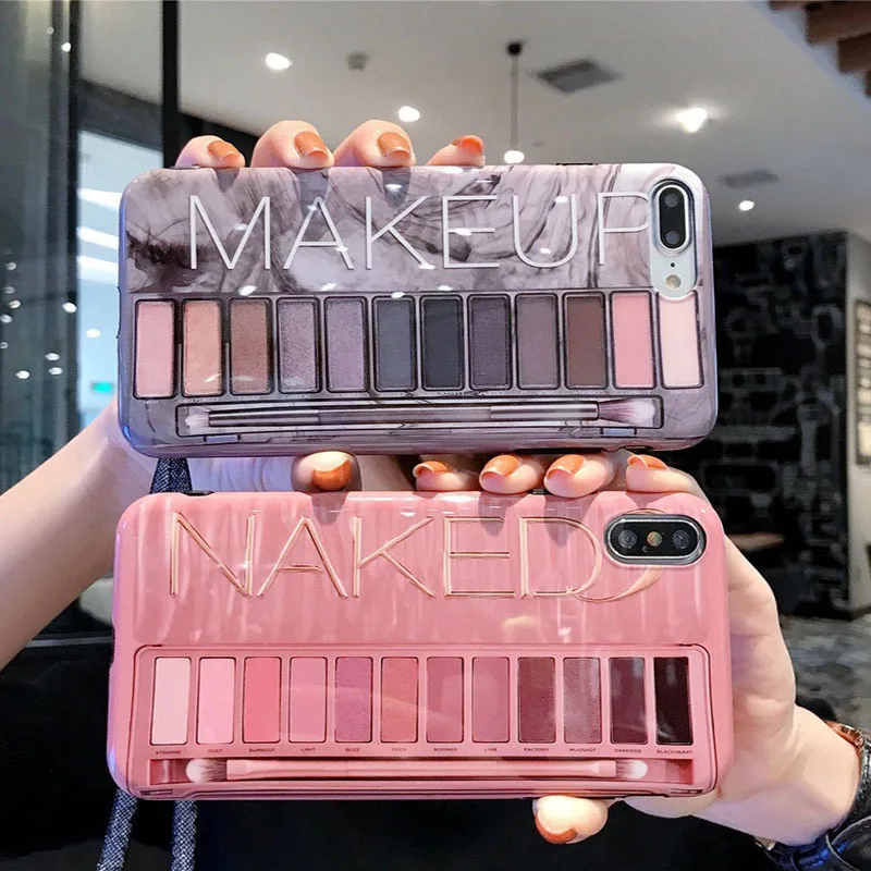 

Luxury Fashion Eye Shadow Phone Case For iPhone X XR XS Max 6 6s 7 8Plus Woman Makeup Case Palette Soft Silicone TPU Case Cover
