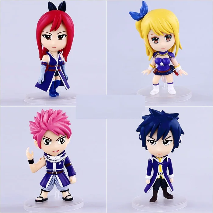 

Toy Store Popular Movies and TV Anime Toys About 9cm Fairy Tail 4 Styles pvc Material Handmade Decoration Model Holiday Gift