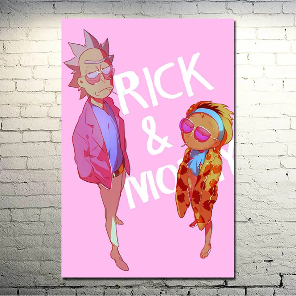 

Canvas HD Printed Modern Poster Home Decor Rick and Morty Painting Wall Art Animation Picture For Living Room Modular Framework