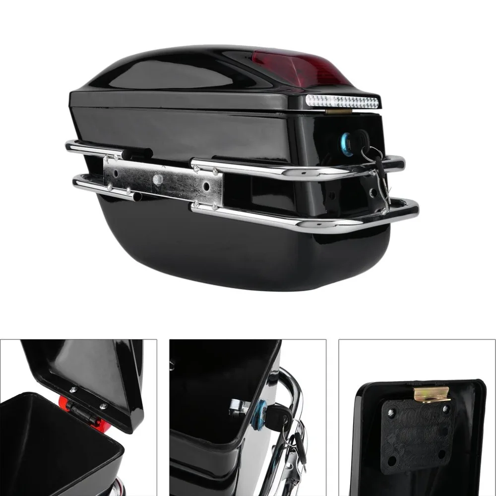 

2019 New 2 PCS Pair Motorcycle Cruiser Durable Hard Trunk Saddle Bags Box Professional Trunk Storing Luggage With Lights Mounted