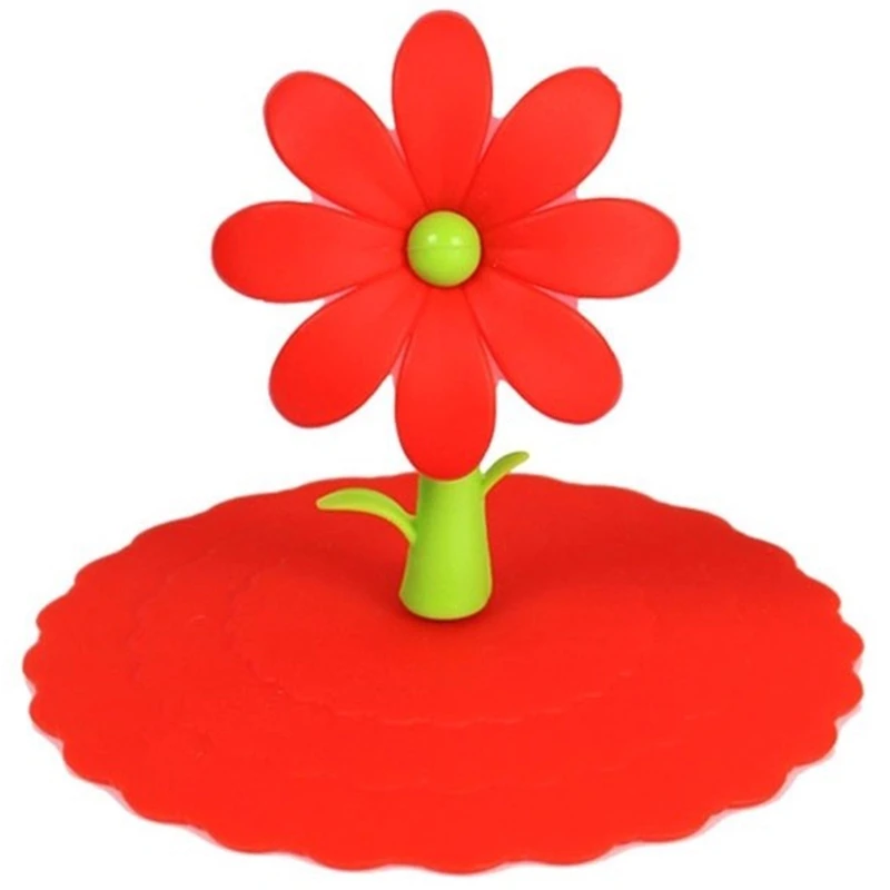 В форме Прекрасного Цветка силиконовая крышка для чашки Пылезащитная Крышка для чаши для сохранения тепла Аксессуары для кухонного бара крышка для чашки - Цвет: Red