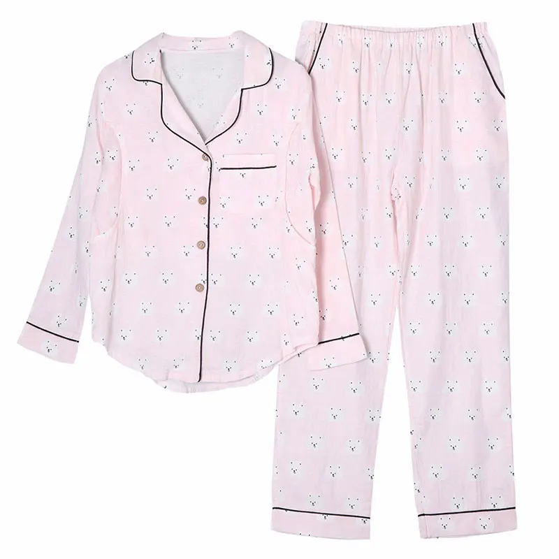 

Maternity Summer Fashion Double Gauze Cute Printed Cotton Two Piece Long-sleeve Tops+Pants Pajamas